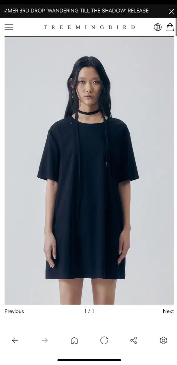 TREEMINGBIRD Pleat ー Detail Mini Dress Black