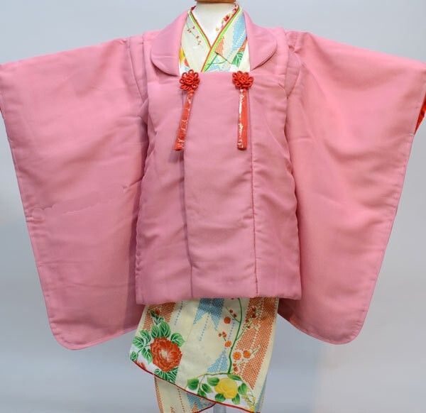 七五三 三歳 女児 被布着物セット 道行コート 兵児帯 足袋 腰紐1本 かかと止めバンド フルセット お仕立て無料 NO29908