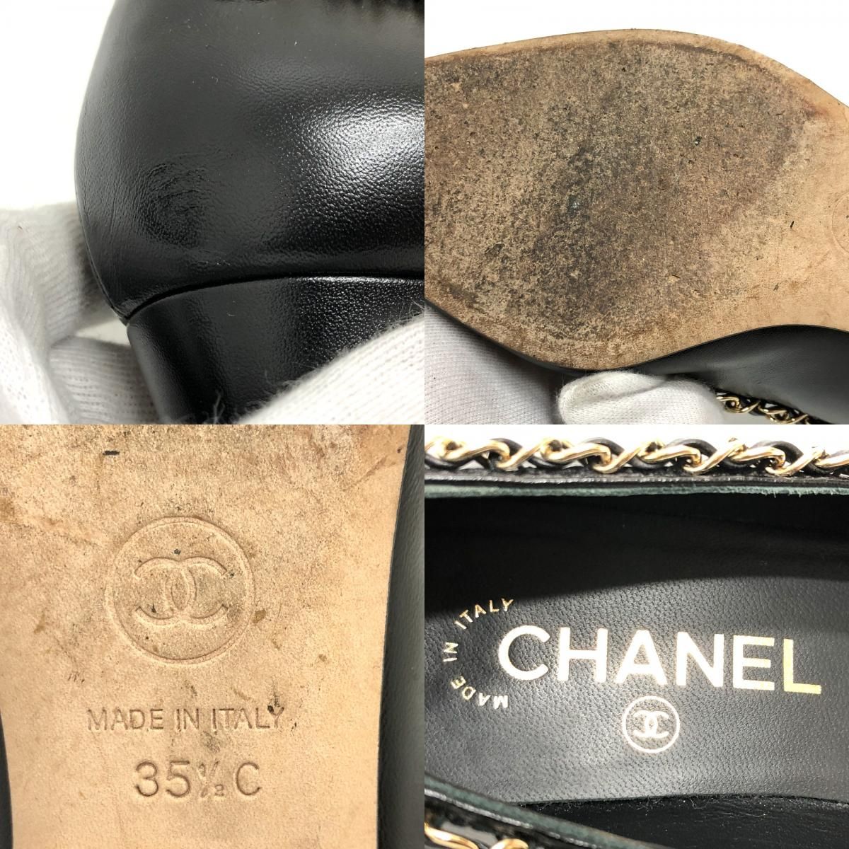 CHANEL シャネル パンプス CC ココマーク チェーン G35386 レザー