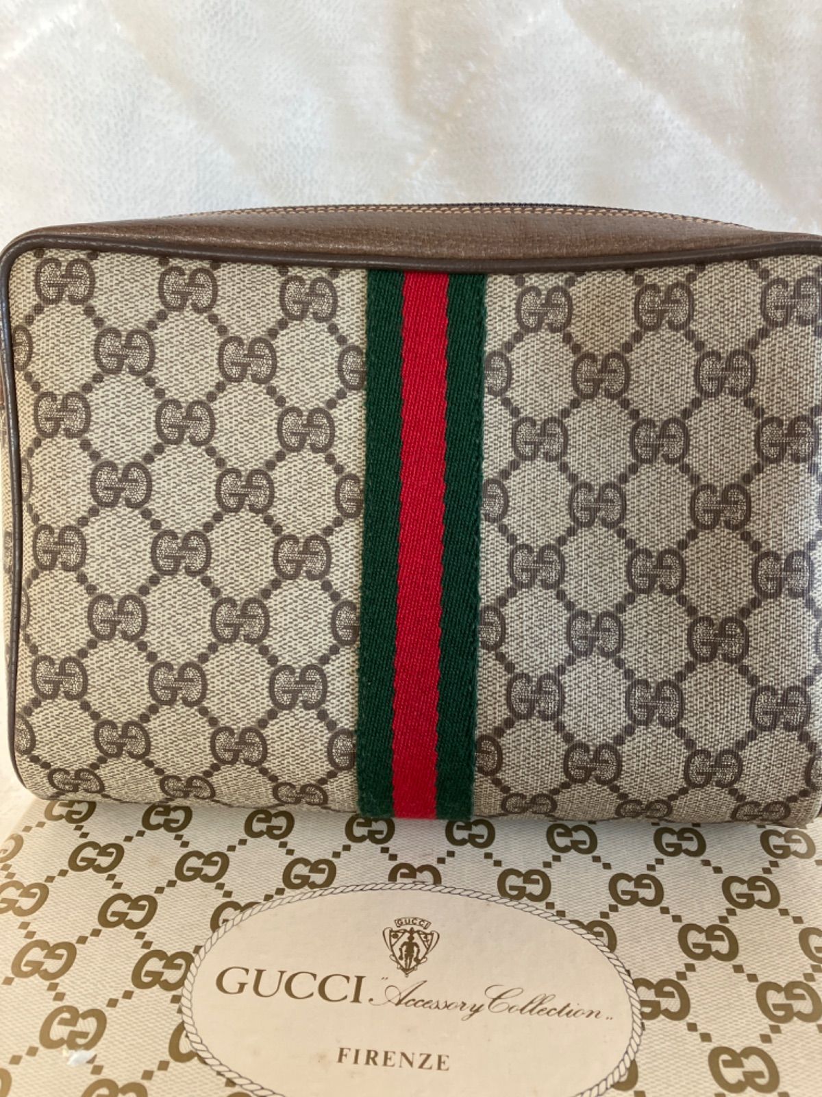 【外観美品】GUCCI　グッチ　GGキャンバス　シェリーライン　セカンドバッグ ○グッチ GUCCI オールドグッチ シェリーライン クラッチバッグ