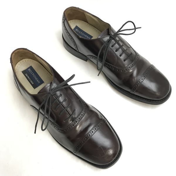 ボストニアン/BOSTONIAN★本革/パンチドキャップトウ【9/27.0/バーガンディ/赤茶】グッドイヤー製法/Vintage/Leather/Boots/shoes◆sC-34 ボストニアン/BOSTONIAN☆本革/パンチドキャップトウ【9/27.0