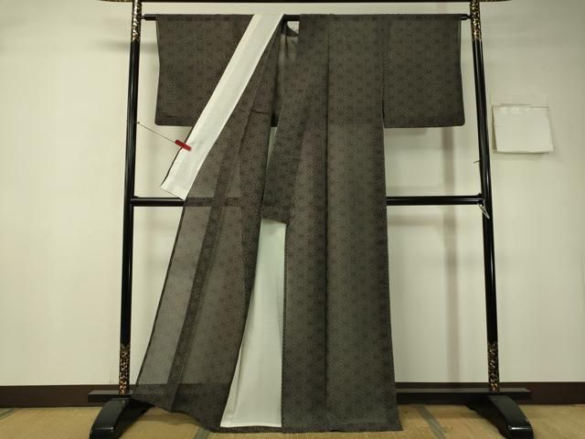 平和屋着物＊夏物 本場大島紬 夏大島 9マルキ 麻の葉文様 正絹 逸品