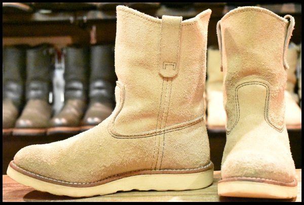 【7E 良品 10年】レッドウィング 8168 スエード ペコス ホーソーン アビレーン ラフアウト ベージュ ブーツ redwing pecos HOPESMORE【FB503】