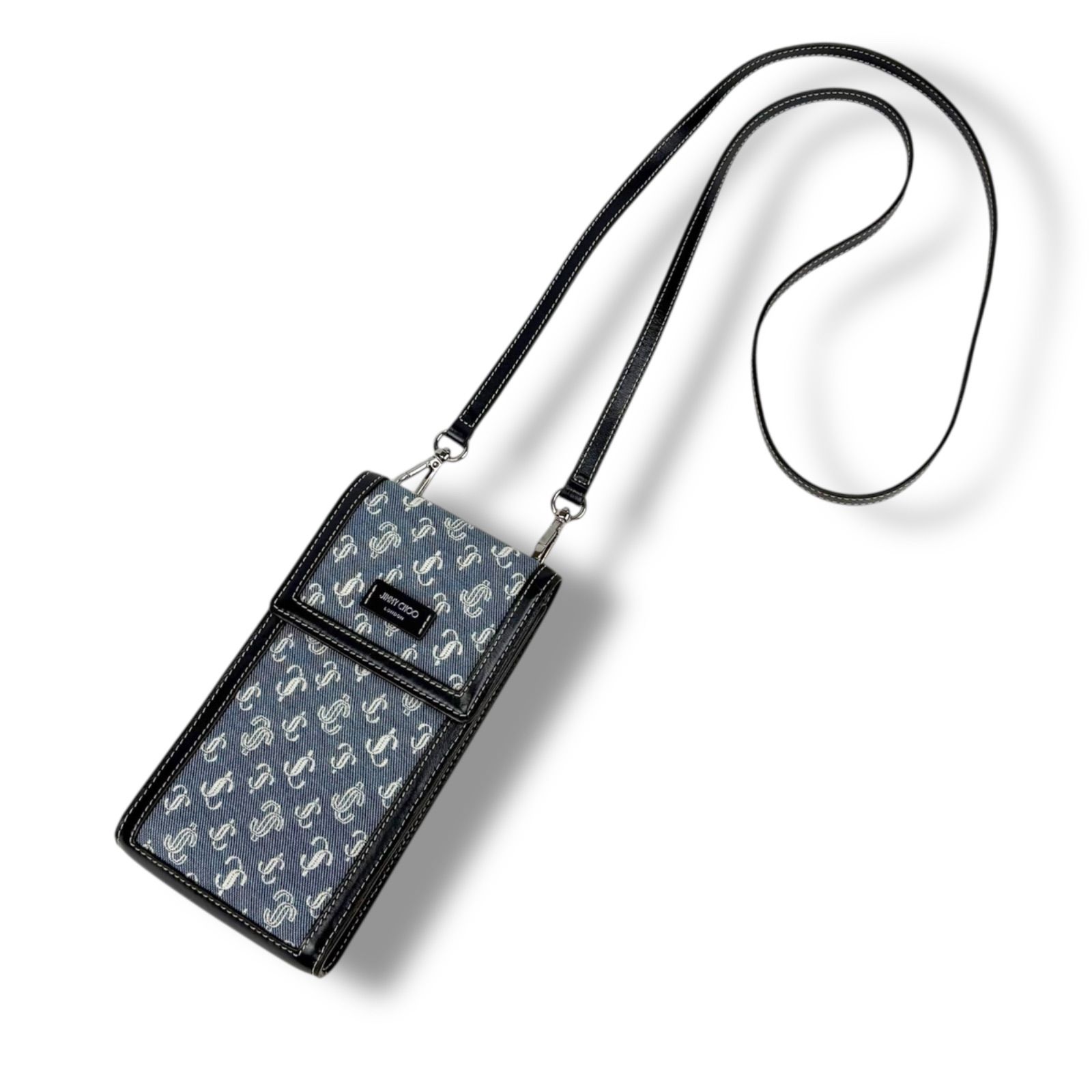 JIMMY CHOO ジミーチュウ JCモノグラム フォンショルダーバッグ デニム 
