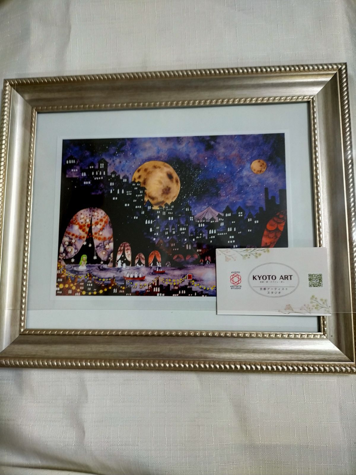プレゼントに最適 イラスト 大 額装 宇宙 メルヘン 14ｘ20