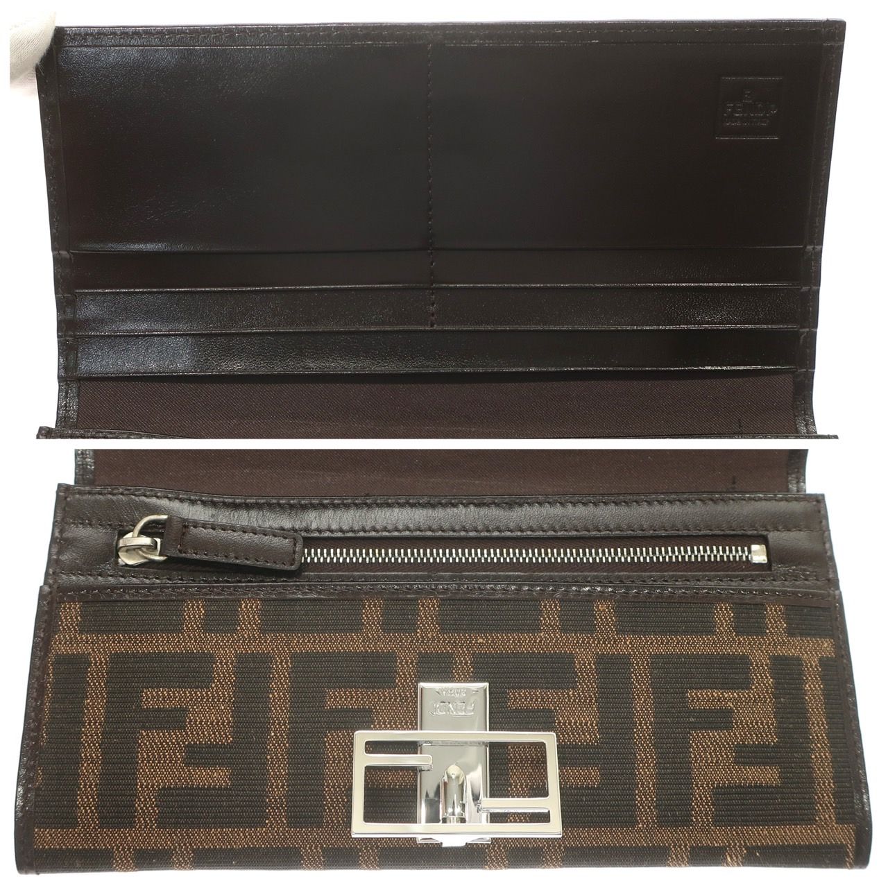 未使用品】FENDI フェンディ ズッカ柄 二つ折り長財布 07-15828-002 FF