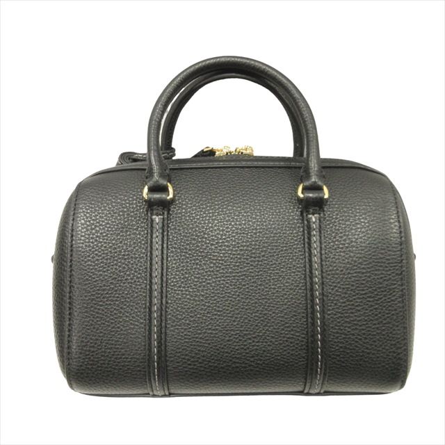 TORY BURCH】ブラックレザー トート ミニボストン タッセル付き 