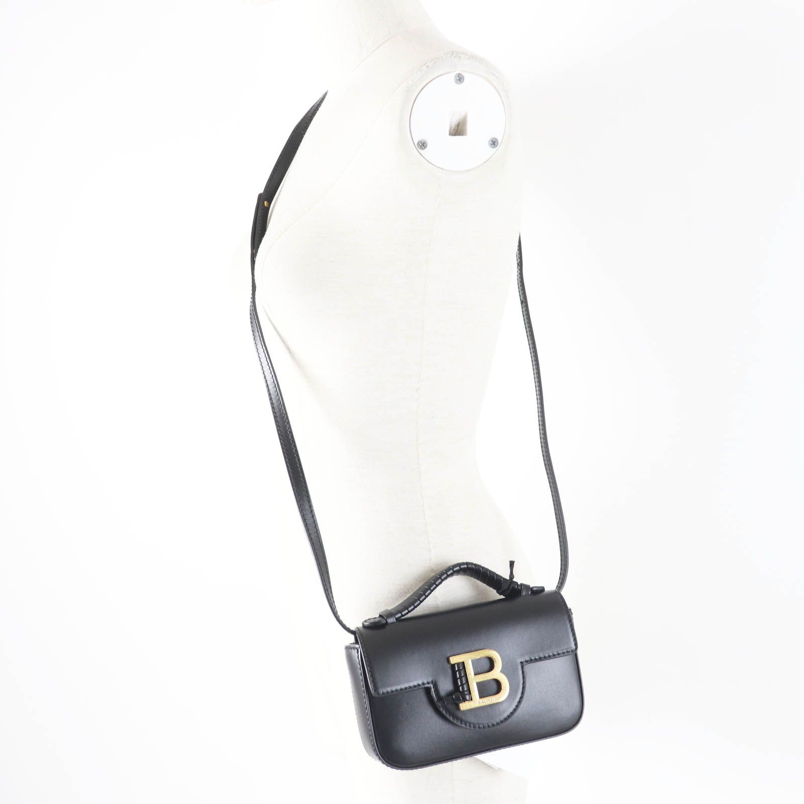 極美品◎BALMAIN バルマン DN1DG811 Bbuzz ミニバッグ レザー クロス  