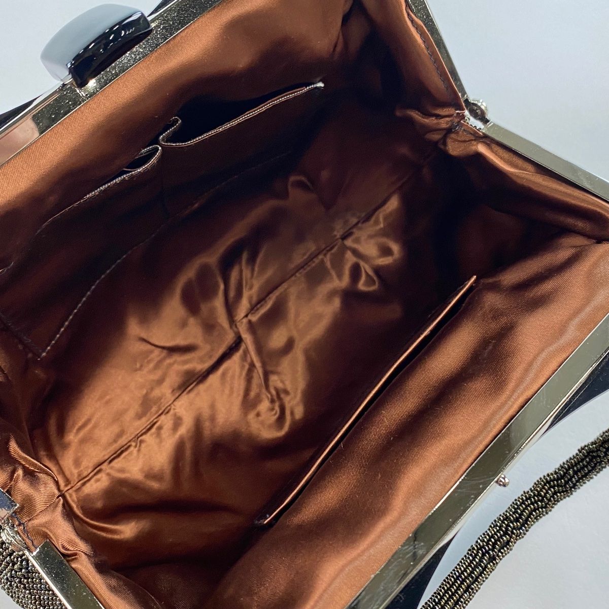 美品和装バッグ ビーズバッグ フォーマル ビーズ 和装小物 茶