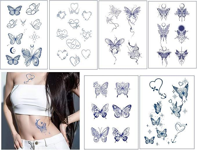 蝶 2週間で消えるタトゥー ヘナタトゥー ジャグアタトゥー 韓国タトゥーシール Amazon.co.jp: タトゥーシール 10枚 セット ジャグアタトゥー 2