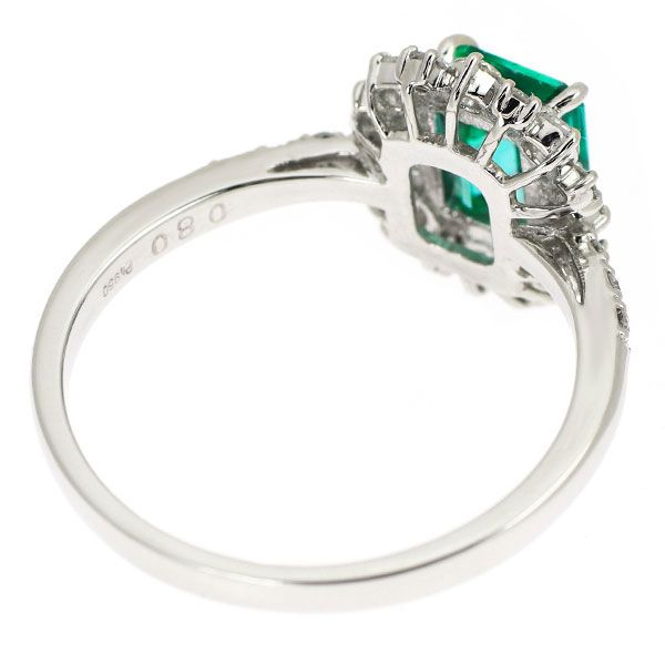 Pt950 エメラルド ダイヤモンド リング 0.80ct D0.34ct