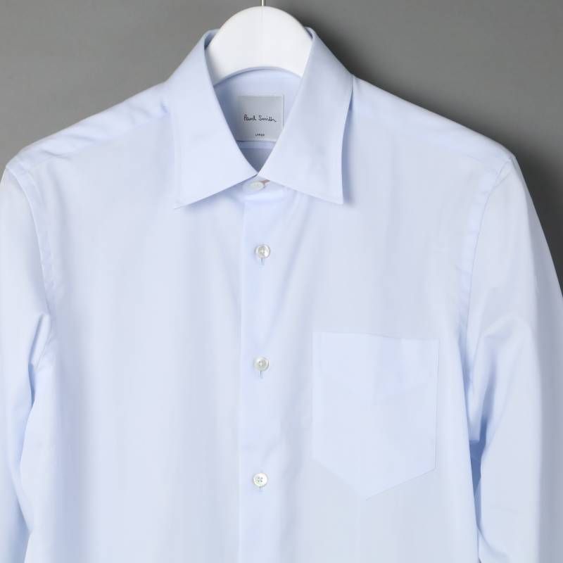 Paul Smith ポールスミス ブロード ドレスシャツ 553102 ライトブルー シグネチャーストライプ ビジネス カジュアル セミワイド レギュラーフィット 長袖 シャツ L -415