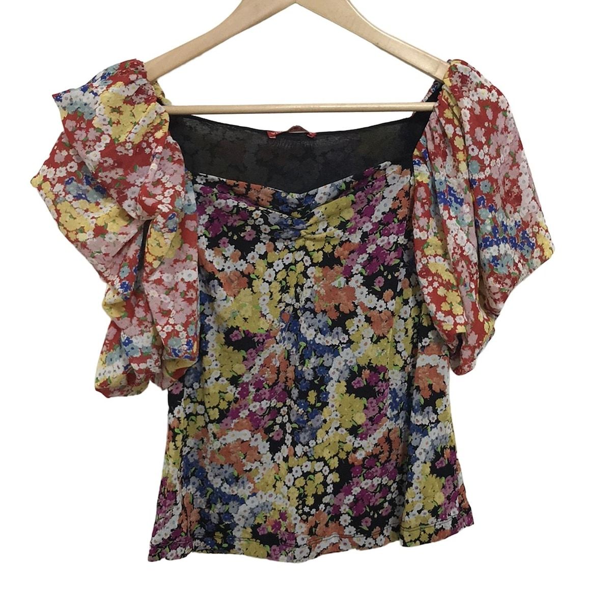 VIVIENNE TAM ヴィヴィアンタム 半袖カットソー サイズ42 L レディース - レッド×黒×マルチ 花柄