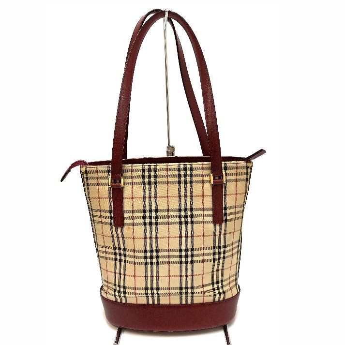 ＊Burberry ＊バーバリー  トートバッグ  ノバチェック 柄 ベージュ キャンバス 中古品  ☽#