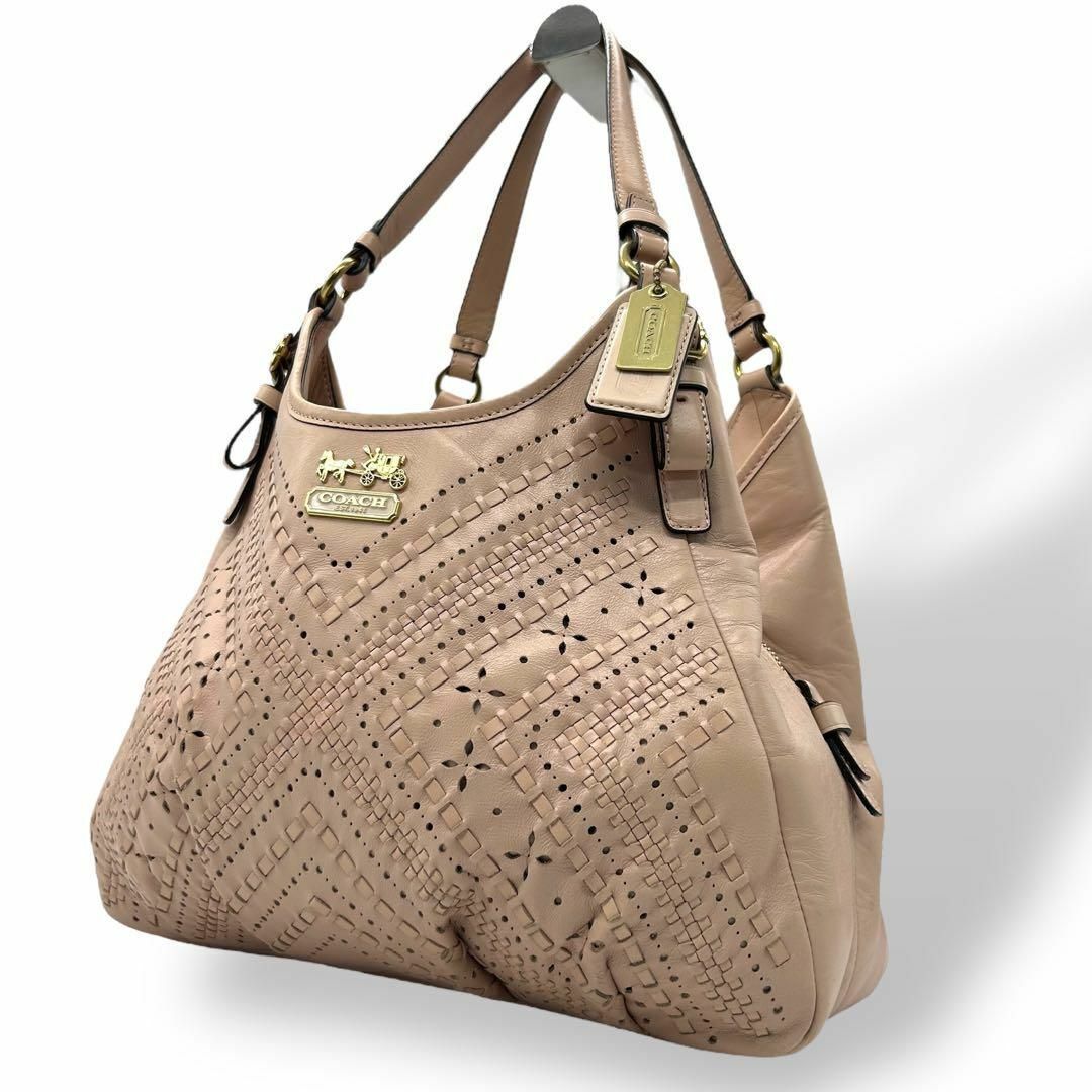 良品 1120 Coach トートバッグ マディソン クリスクロス パンチング 良品 1120 Coach トートバッグ マディソン クリスクロス