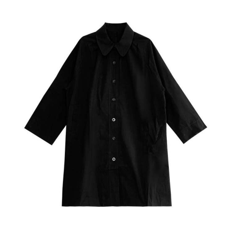【半額以下！新品】フード付きブラックロング春コート♡ 半額以下！新品】フード付きブラックロング春コート♡