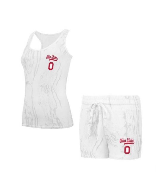送料無料 コンセプツ スポーツ レディース タンクトップ トップス Women s Ohio State Buckeyes Quartz Tank Top - Shorts Set Cream