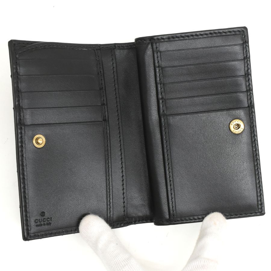 |グッチ|ダブルG|ウォレット|二つ折り財布|781583|シェブロン|キルティング|レザー|ブラック|GUCCI