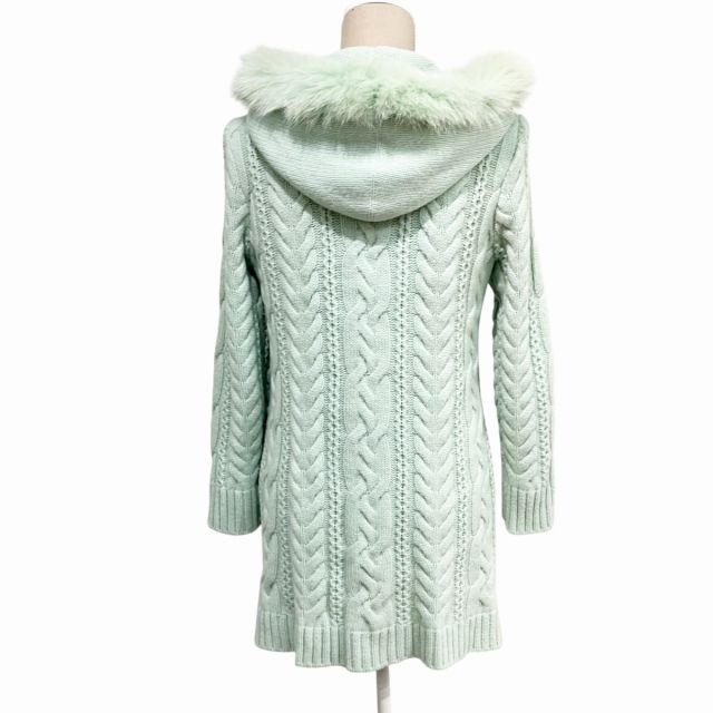 激レア！Courregesクレージュ　リアルファーコート　アウター　ベージュ クレージュ courreges 美品 ニットコート フォックスファー 緑