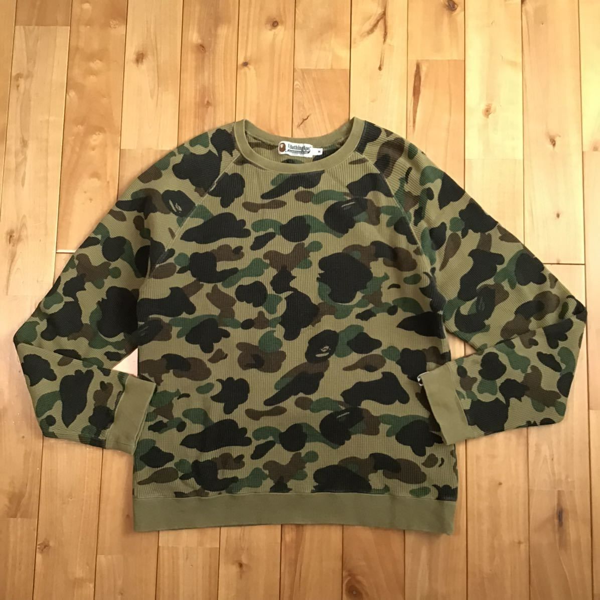 1st camo green サーマル 長袖 Tシャツ Mサイズ a bathing ape BAPE