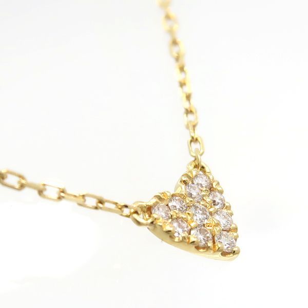 AHKAH ハートパヴェ ネックレス K18YG 1.2g ダイヤ 0.05ct 40c 美品 VC0104010100 アーカー ◆送料込◆質屋-4437Y