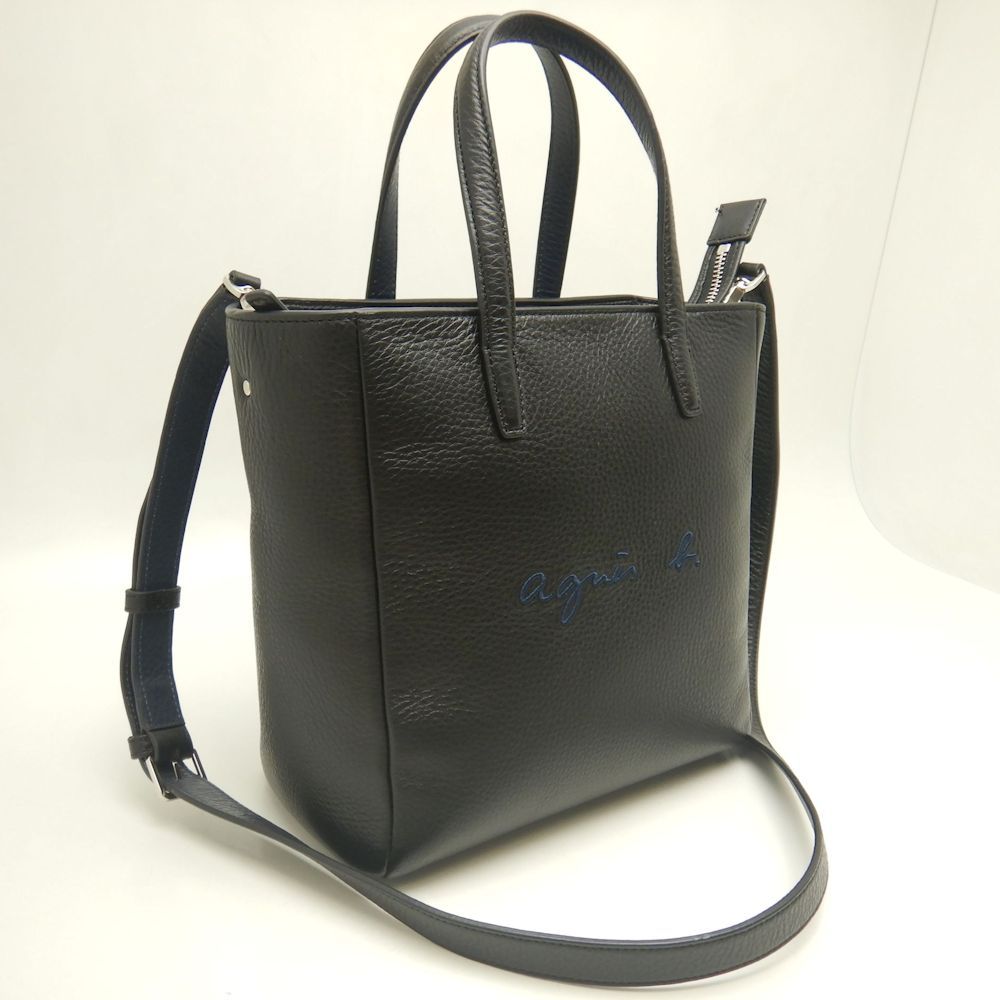 agnes b. アニエスベー 2WAY トートバッグ レザー ブラック