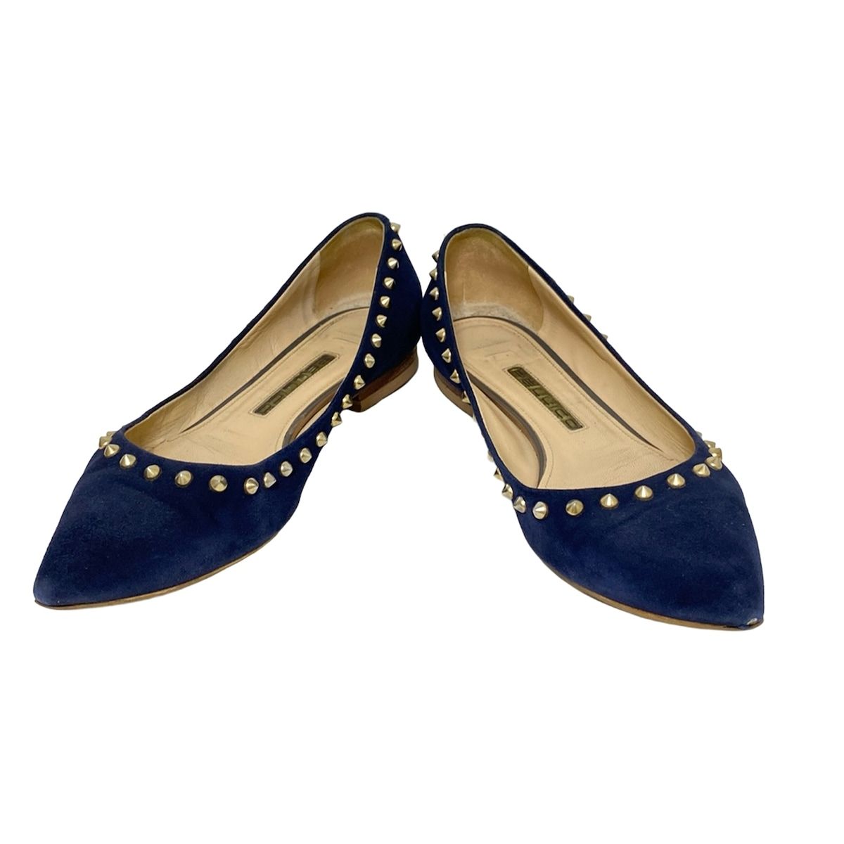 専用】PELLICO ネイビー スタッズ フラットシューズ37