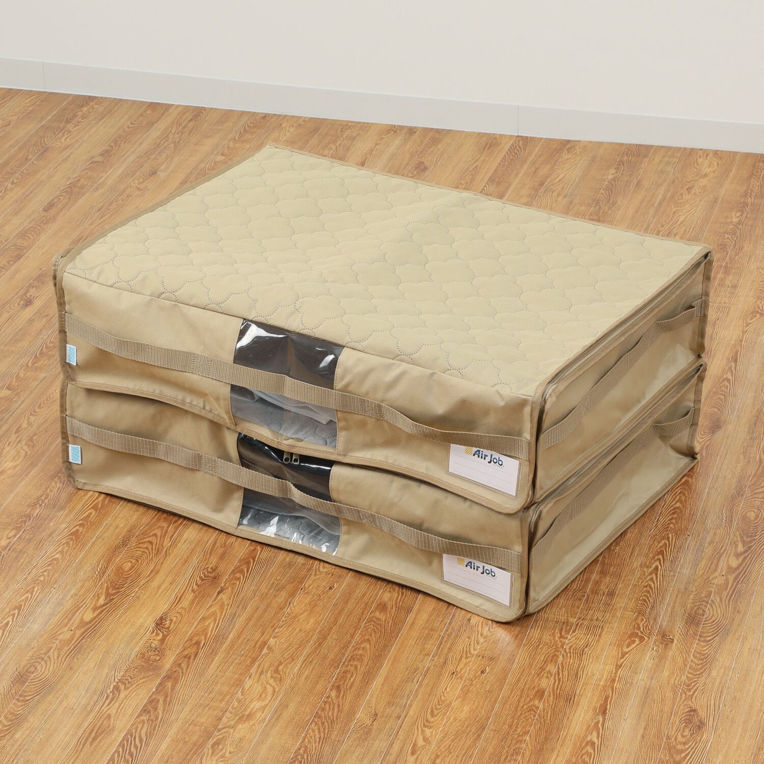 【２セット】＜大＞備長炭エアジョブ軽圧縮収納ケース同色２枚組　ピンク 新品未使用】＜大＞備長炭エアジョブ 大切な衣類などを つぶし