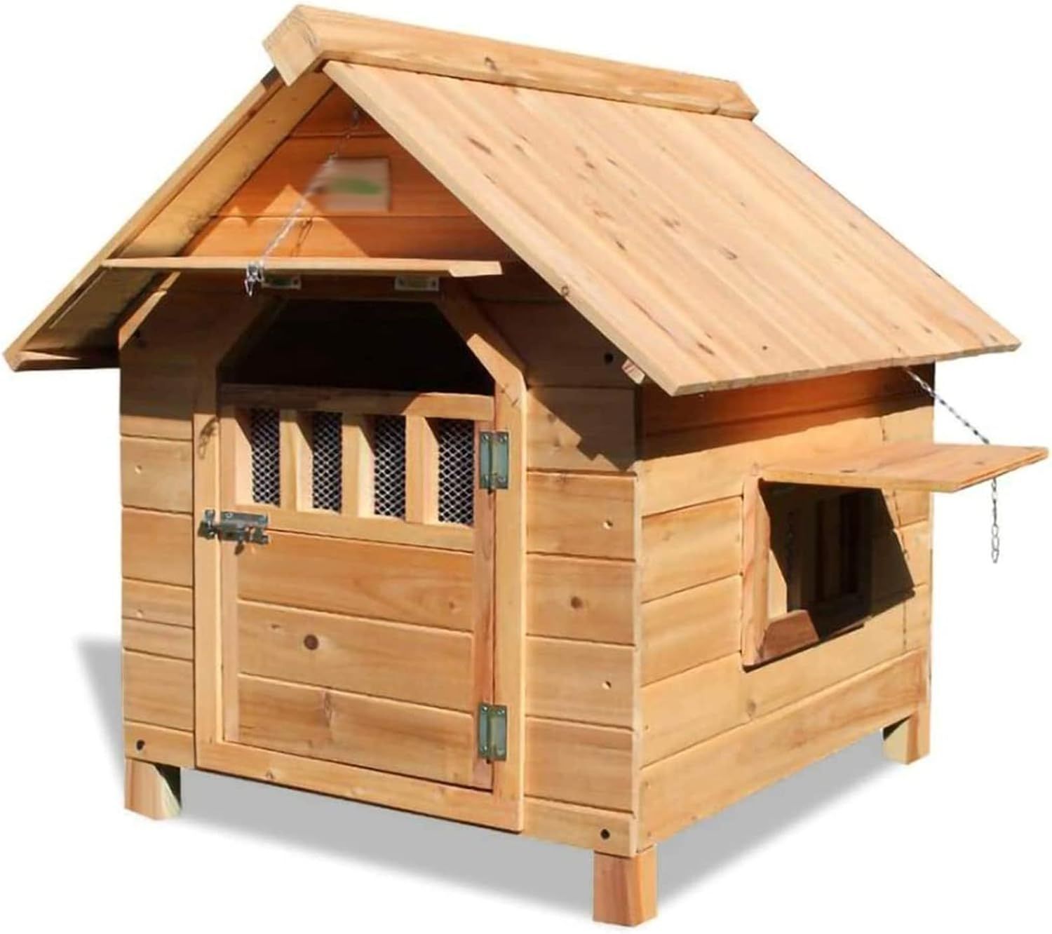 犬小屋 屋外用 大型犬 木製 犬舎 中型犬 超大型犬 屋根 ドア付き 大型屋外犬小屋 犬用ハウス 通気性 暖かい 全天候型 日焼け対策 防風 雨除け 耐炭酸化と腐敗 安定性と耐久性 組立簡単 水洗い 家庭|テラス|裏庭|室内|屋外用-S