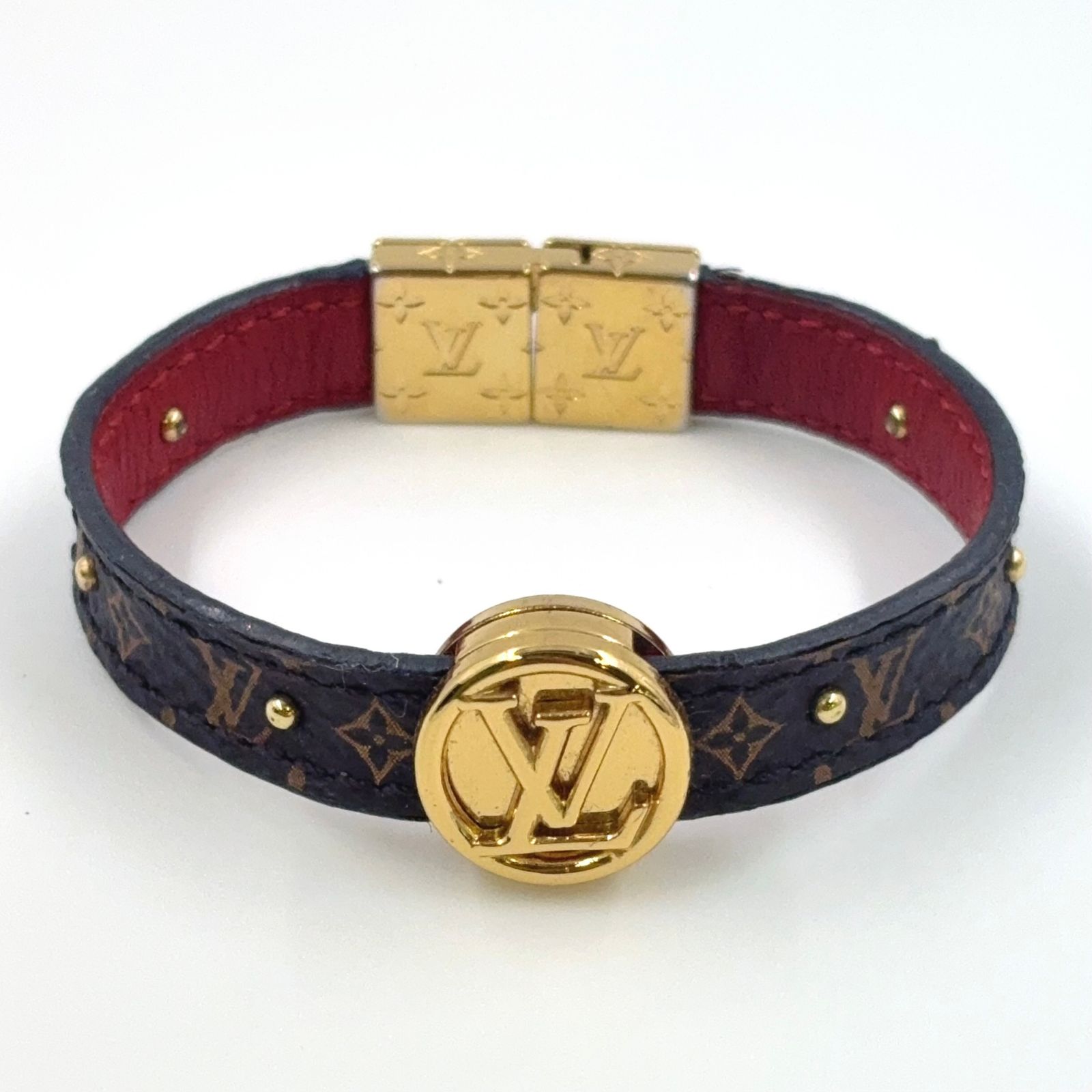 LOUIS VUITTON LV サークル リバーシブル GP×PVC ゴールド×ブラウン×レッド ブレスレット ゴールド M6268