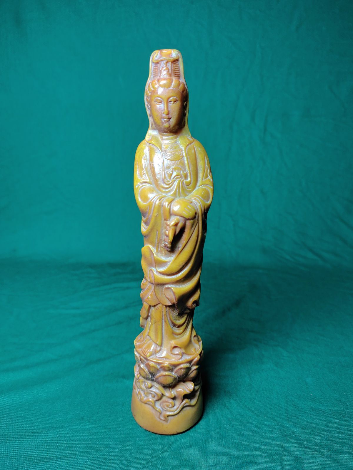 中国骨董 天然琥珀 観音像 中国 琥珀彫刻 大黒像 仏像 置物 約169g V