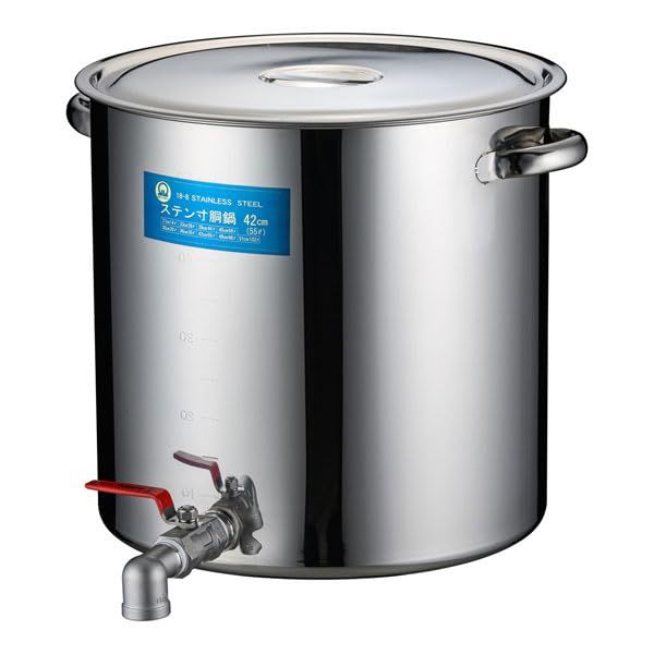3営業日で発送 遠藤商事 ＳＡ１８－８蛇口付寸胴 目盛付 ４２ｃｍ ２５Ａ１インチ EZV0305