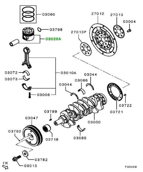 ミツビシ 純正 デリカ D 5 ピストン - ピン ASSY PISTON - PIN ASSY 1110D229 Mitsubishi 三菱 Genuine JDM メーカー純正品