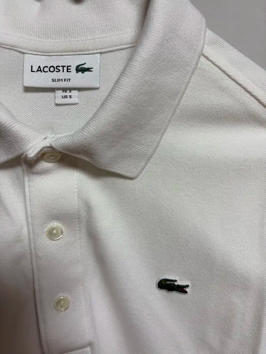 ラコステ スリムフィット 白 半袖 ポロTシャツ S NICORILABO_COM