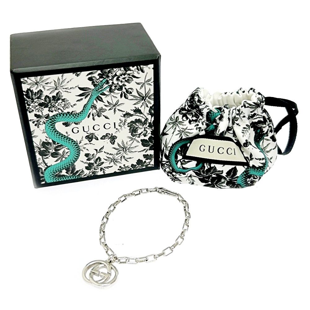 中古】【箱付き】 GUCCI グッチ シルバー インターロッキングG