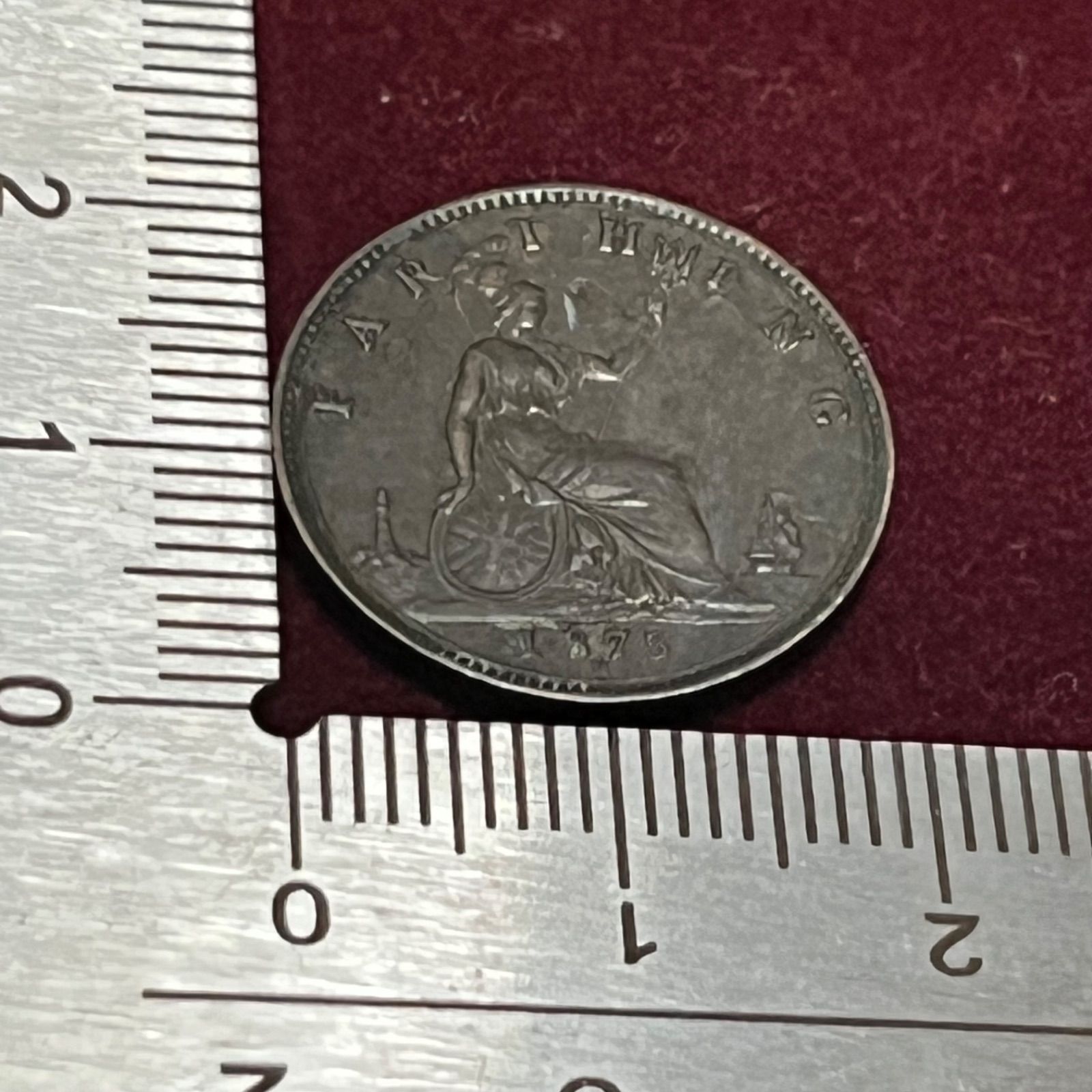 銅貨】1875年 イギリス ファージング銅貨／ヴィクトリア女王 “Bun Head