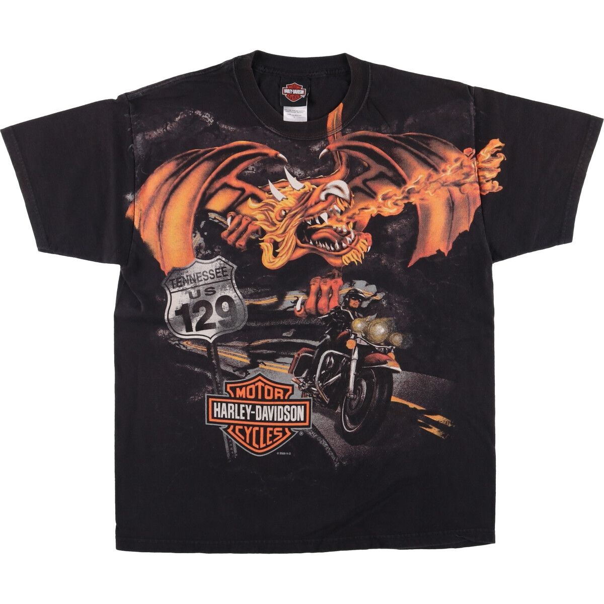 古着 00年代 ハーレーダビッドソン Harley-Davidson 龍柄 ドラゴン柄 大判プリントモーターサイクル バイクTシャツ |eaa574503