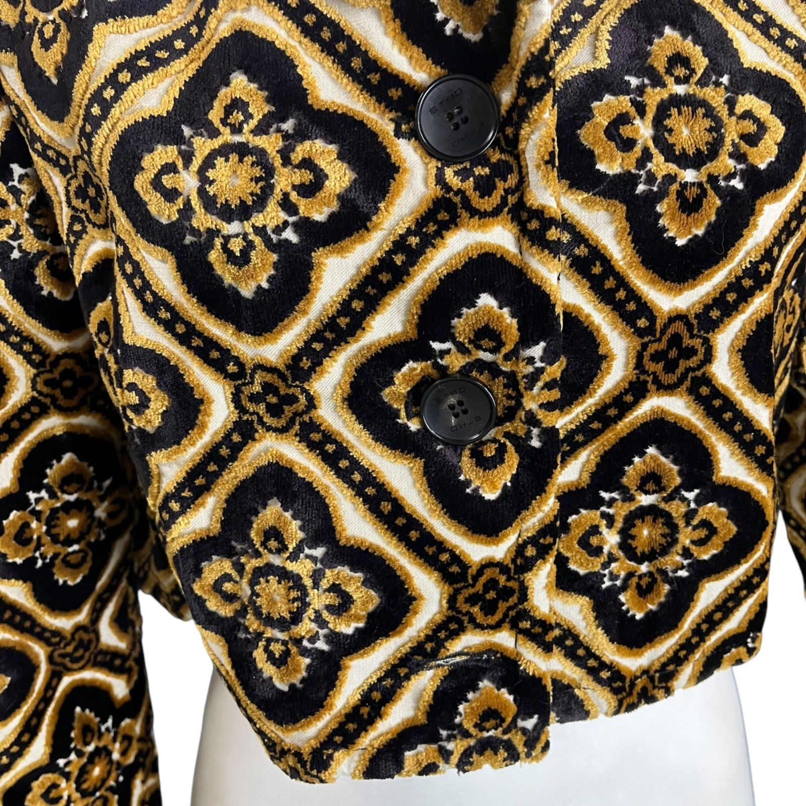 美品 エトロ ETRO ベロア花柄 ショート丈 ジャケット 42、L、11号