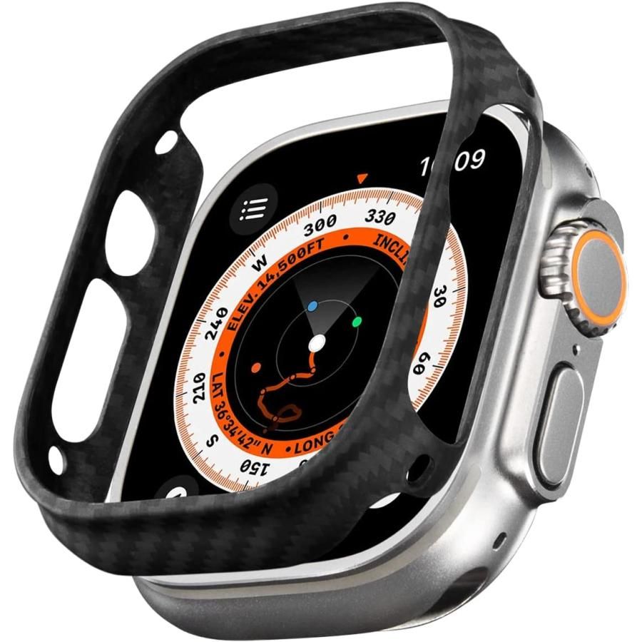 PITAKA Apple Watch Ultra 対応 ケース 49mm カバー 600Dアラミド繊維 カーボン風デザイン Air Case ブラック