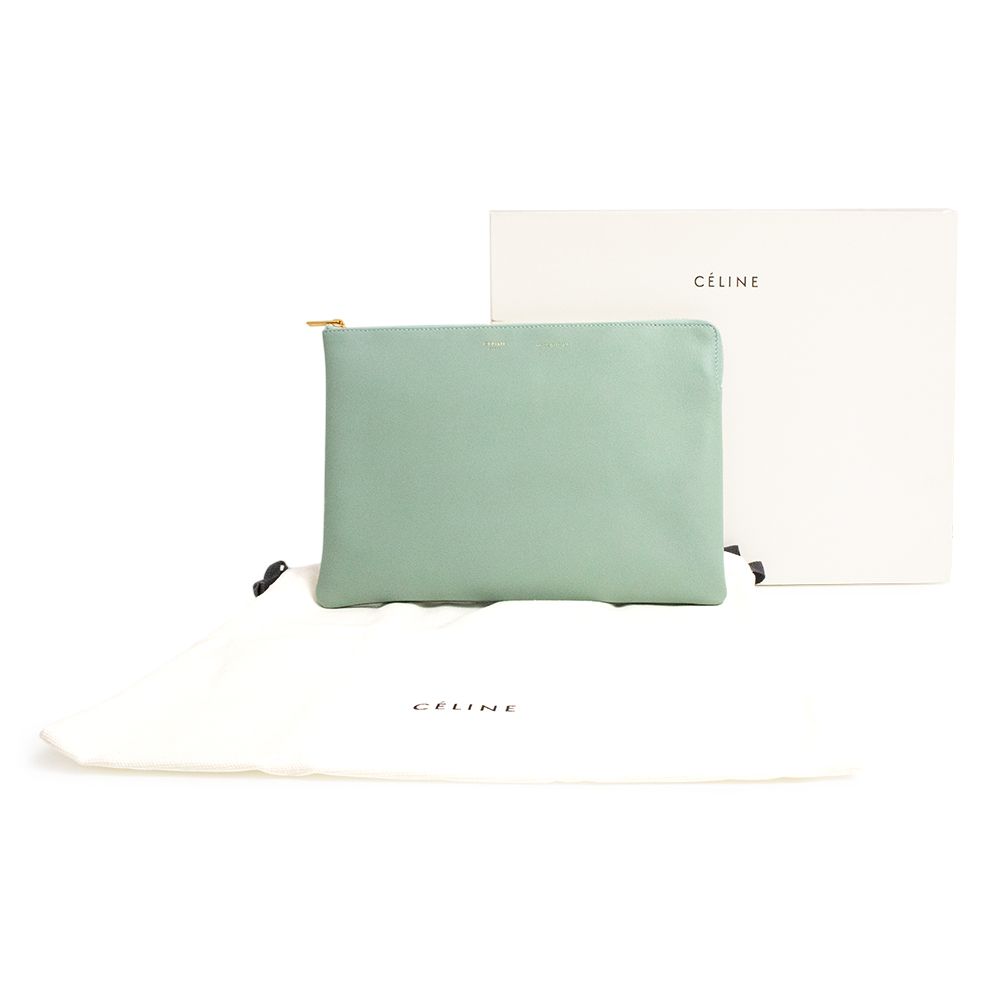 セリーヌ ソロ クラッチポーチ クラッチバッグ ラムスキン レザー celedon セラドン ダークミントグリーン ゴールド金具 104003A9Q CELINE