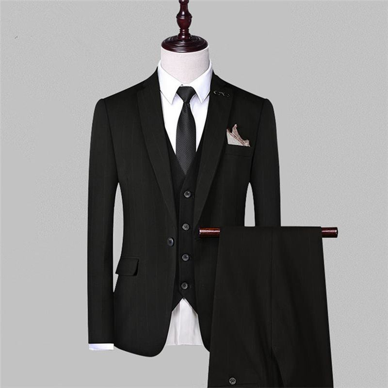 ビジネススーツ スリーピーススーツ 3ピース スーツセット ３点セット 高品質 ストライプ柄 メンズスーツ セットアップ 細身 紳士服 結婚式 入学式 KANDAIZUMI_COM