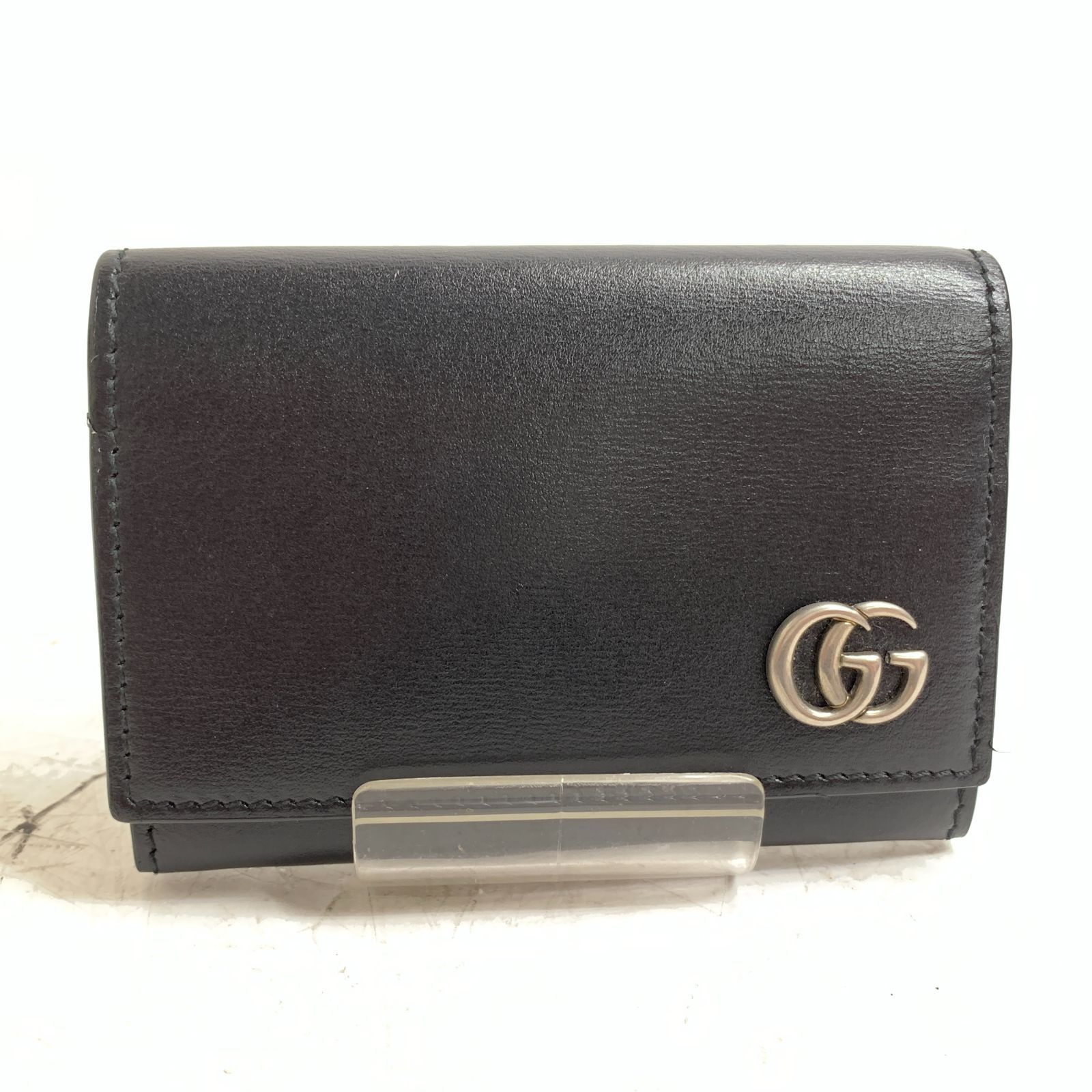 f001 B グッチ GUCCI GG レザー カードケース 665453 カードホルダー 名刺入れ ブラック 箱入り