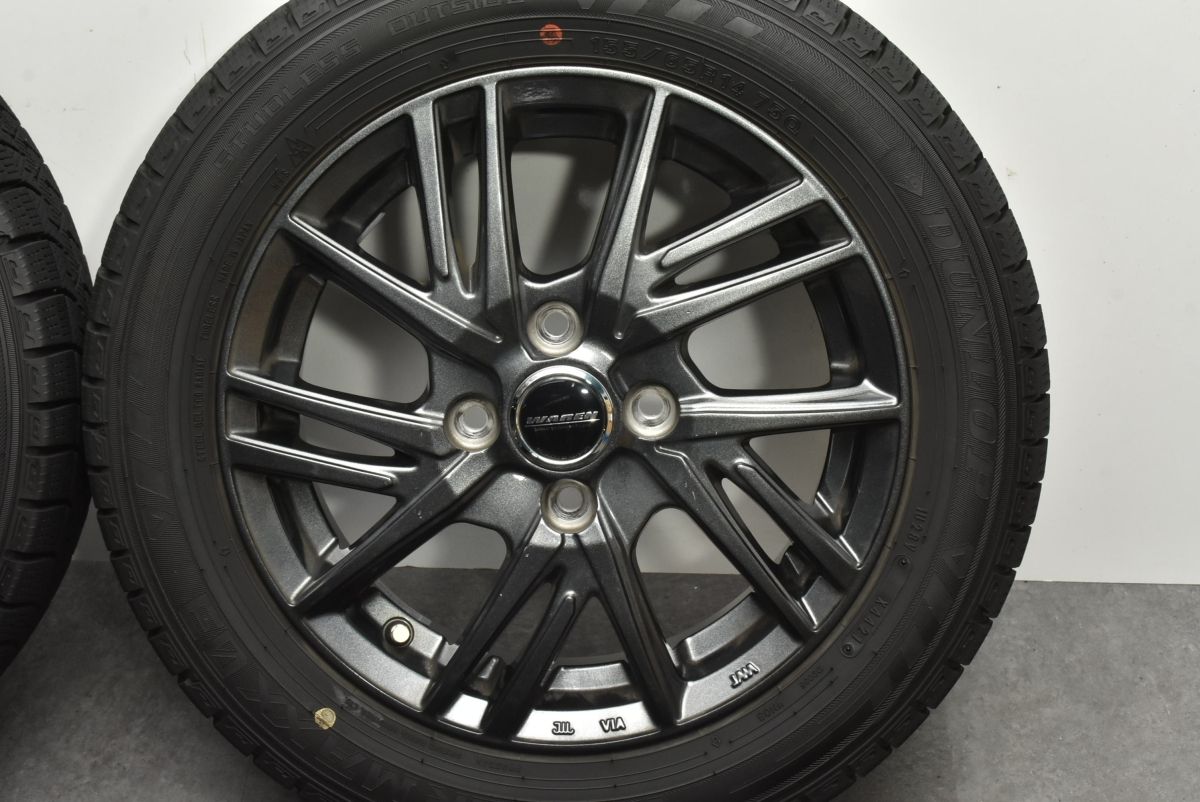 【バリ溝】ヴァーレン 14in 4.5J +45 PCD100 ダンロップ ウィンターマックス 03 155/65R14 N-BOX デイズ サクラ ワゴンR アルト タント