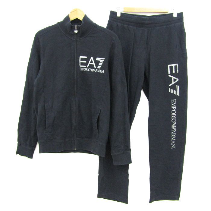 エンポリオ・アルマーニ セットアップ 上下セット ジャージ スウェット メンズ Mサイズ ブラック Emporio Armani 【中古】