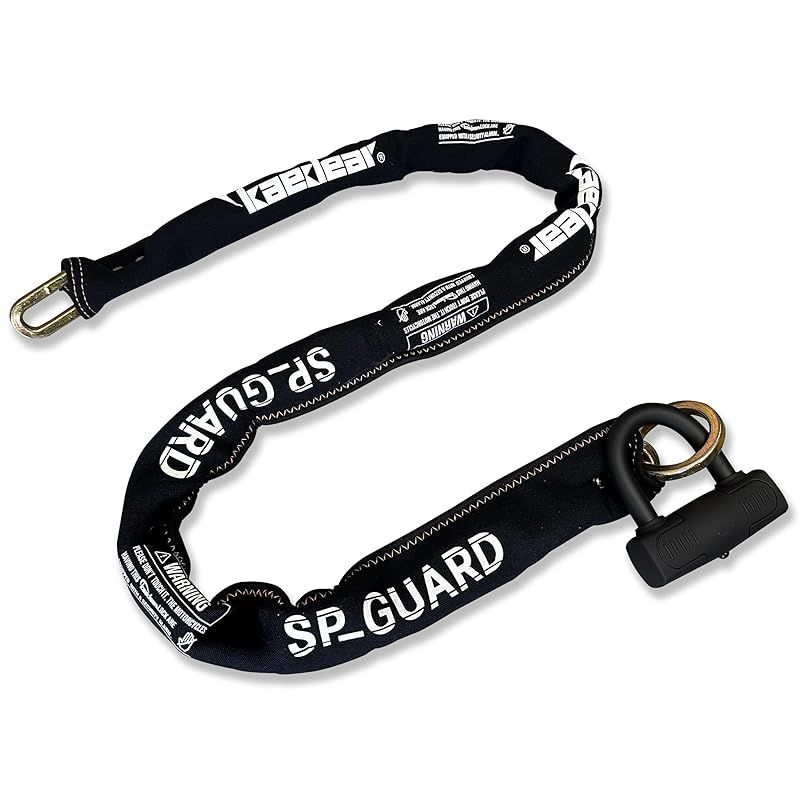 Kaedear カエディア バイク ロック チェーンロック 鍵 パッドロック 長さ1500mm スクエアチェーン 9mm 盗難防止 SP-GUARD KDR-LK2-1500 1500mm