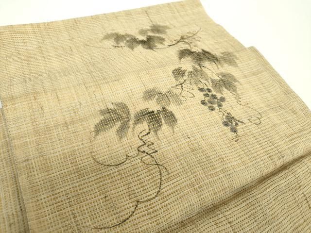 平和屋着物 夏物 つけ帯 手描き 葡萄蔦の葉文 麻 DAAX4641ps