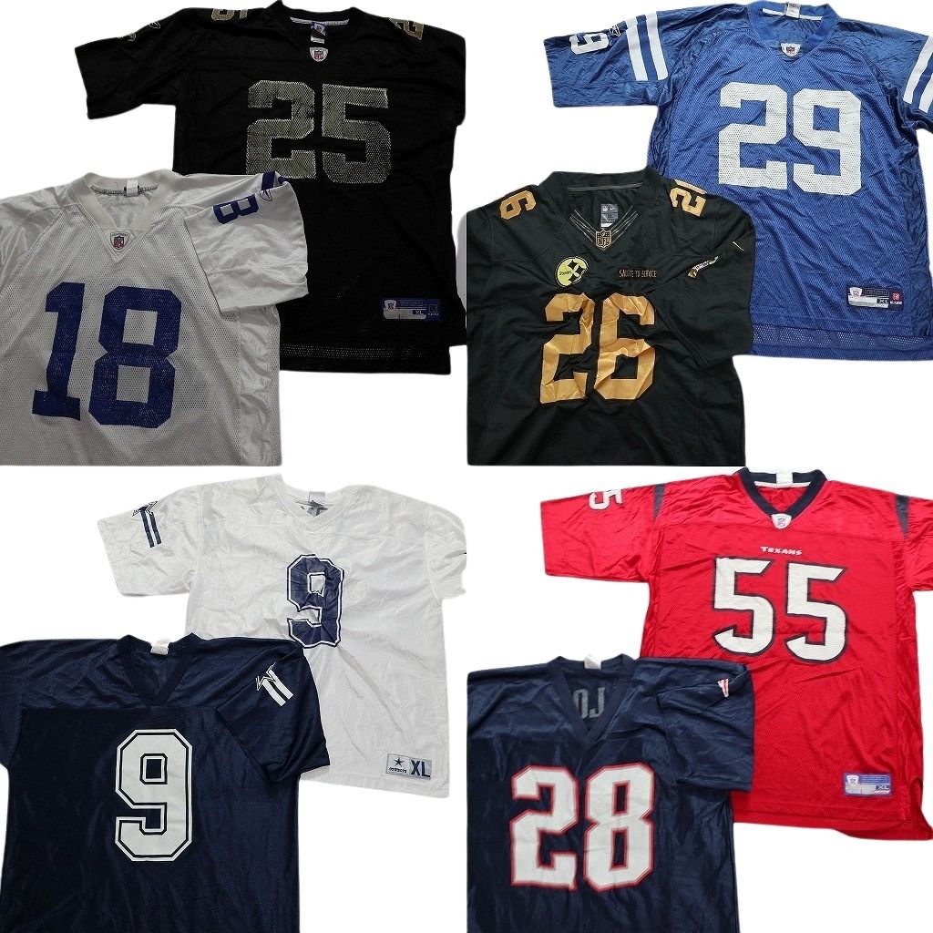 古着卸 まとめ売り プロチーム NFL ユニフォーム ゲームシャツ 8枚セット (メンズ XL ) ナイキ リーボック スティーラーズ MT9972