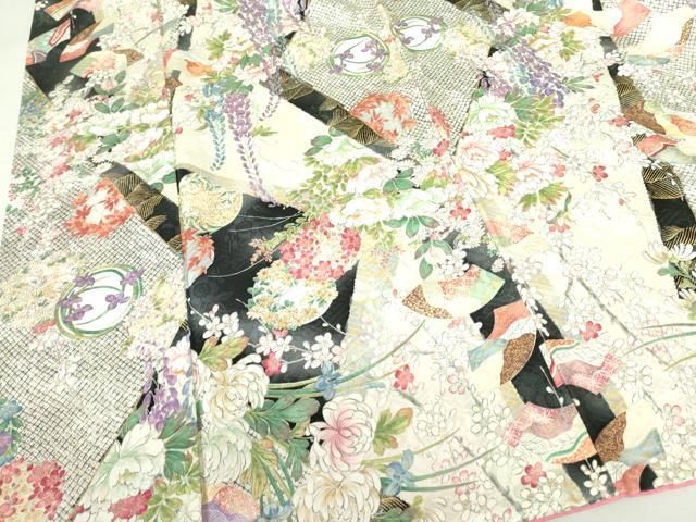 平和屋着物●創業460年・千總　小紋　地紙花文　金彩　正絹　逸品　DAAX1412op 平和屋着物○創業460年・千總 小紋 地紙花文 金彩 正絹 逸品