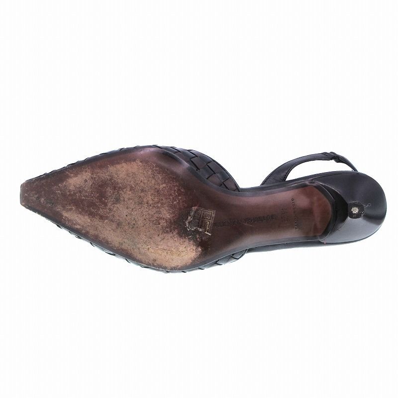 【美品】BOTTEGAVENETA イントレチャート ストラップ パンプス ボッテガヴェネタ イントレチャート バックストラップ パンプス