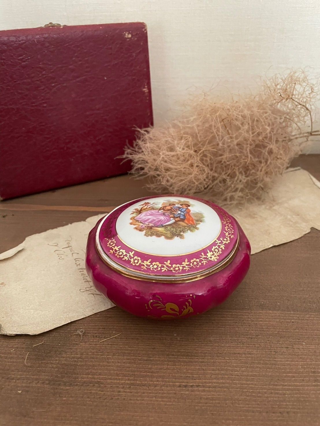 フランス アンティーク　陶器　絵付き　ランプベルジェ　アロマランプ　美品 フランス アンティーク アロマランプ 陶器製ランプ アロマランプの